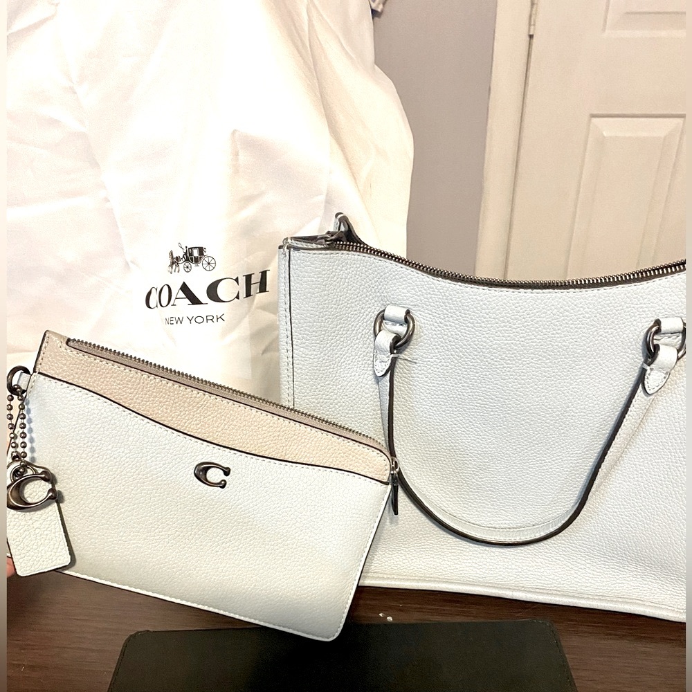 Coach C2239-C3460 Tyler Leather Blue Shoulder Bag and matching wallet